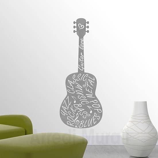 Adesivi murali chitarra argento