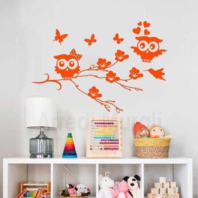 Adesivi murali gufetti arancione