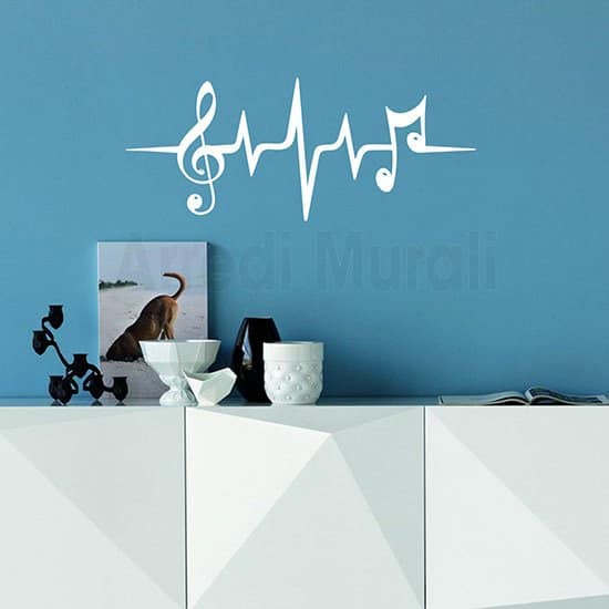 Adesivo da parete con note musicali bianco