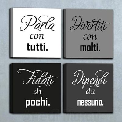 Quadri su tela 4 stampe con frase decorazioni da parete