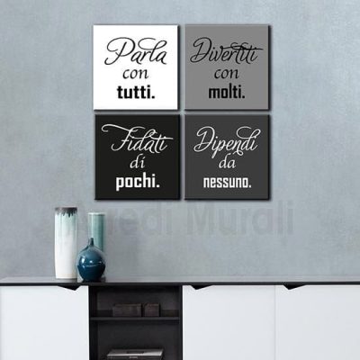 Quadri su tela 4 stampe con frase