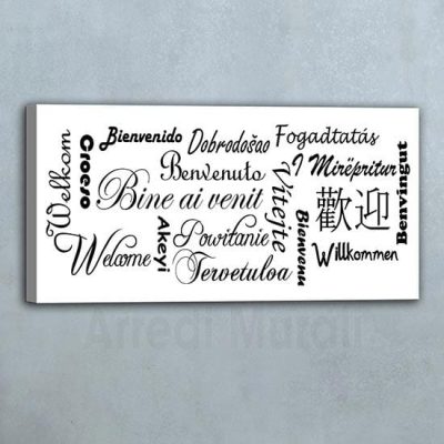 Quadro con scritte benvenuto scritte in verie lingue del mondo