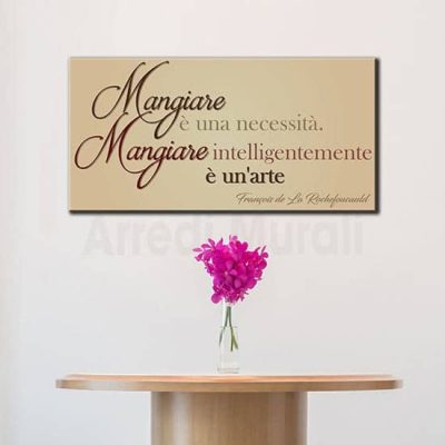 Quadro moderno arredo ristorante con citazione sul mangiare per arredare le pareti di un ristorante