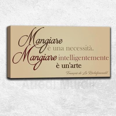 Quadro moderno arredo ristorante con frase sul mangiare per arredo ristorante