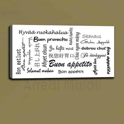 Quadro per la cucina buon appetito scritte in varie lingue
