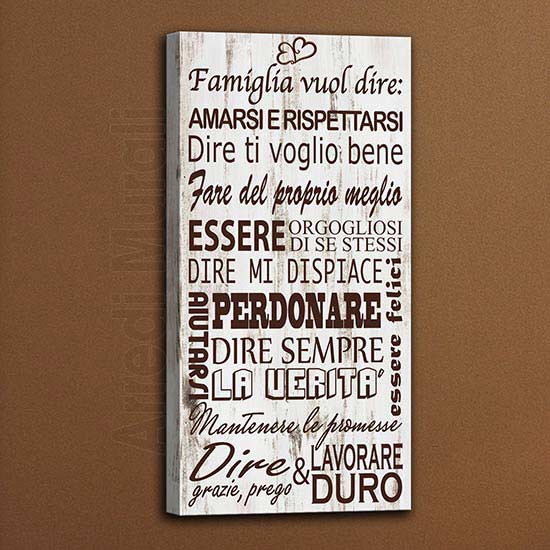 Quadro stile shabby con frase famiglia decorazioni murali