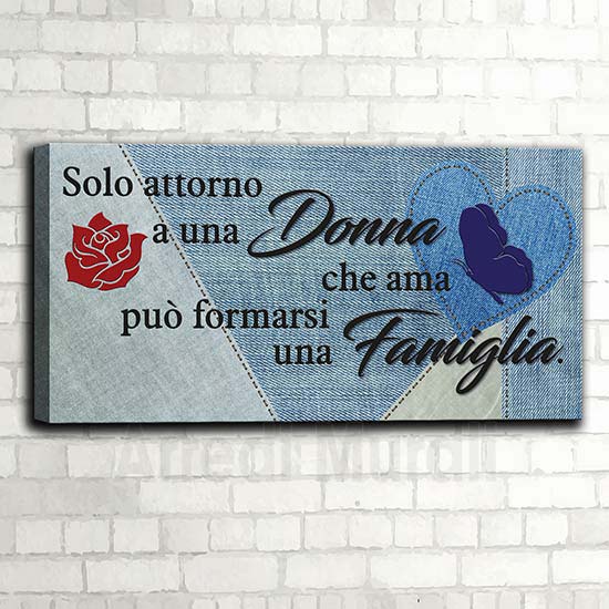 Quadro su tela famiglia con frase e stampa su tela
