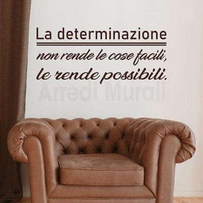Scritte adesive per pareti con frase motivazionale sulla determinazione colore marrone