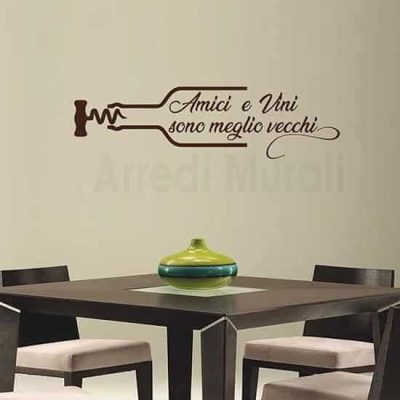 Stickers murali proverbio sul vino e gli amici