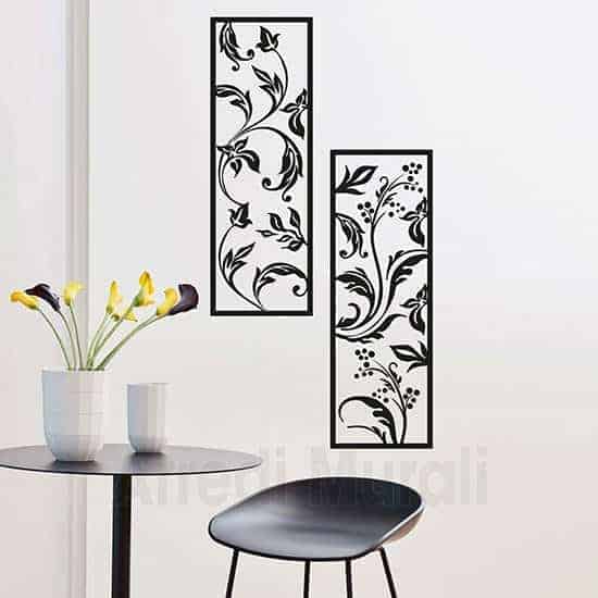 Stickers murali quadri floreali nero