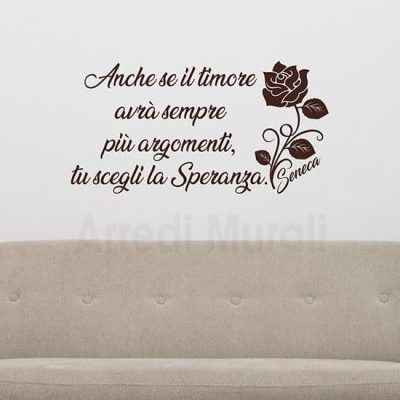 Decorazioni pareti con frase scritta adesiva Seneca marrone