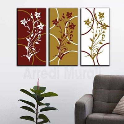 Quadri su tela floreali 3 tele in arte digitale