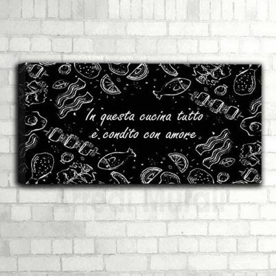Quadro cucina in arte digitale con frase decoro da parete