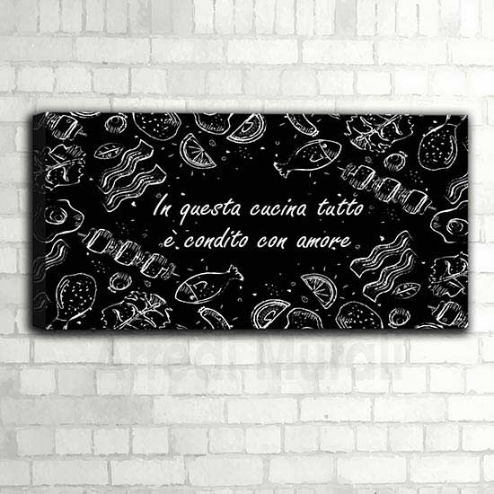 Quadro cucina in arte digitale con frase decoro da parete