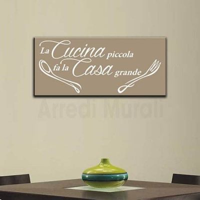 Quadro per cucina con frase sfondo beige scritta bianca