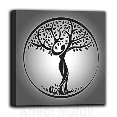 Quadro su tela Albero della Vita nelle tonalità del grigio