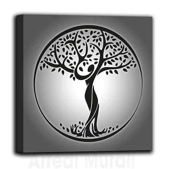 Quadro su tela Albero della Vita nelle tonalità del grigio