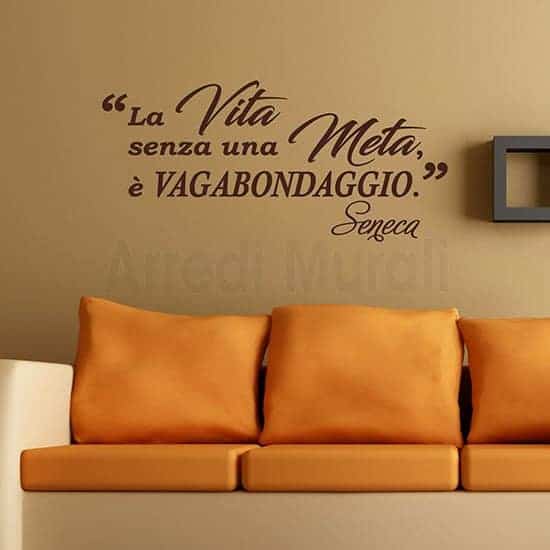 Scritte adesive per pareti citazione Seneca marrone