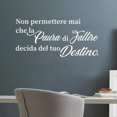 Testo adesivo con frase motivazionale bianco