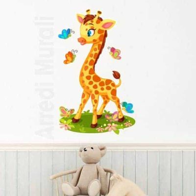 Adesivi murali bambini con giraffa colorata per camerette