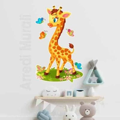 Adesivi murali bambini con giraffa colorata