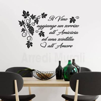 Adesivi murali cucina frase vino