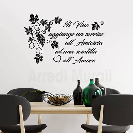Adesivi murali cucina frase vino