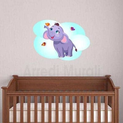 Adesivi murali elefantino per bimbi e camerette