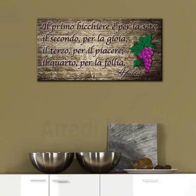 Quadro su tela con frase apuleio citazione vino