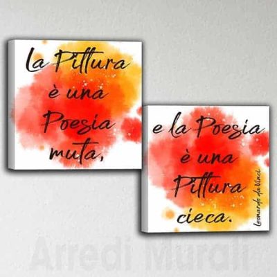 Quadri astratti con citazione Da Vinci tele colorate moderne
