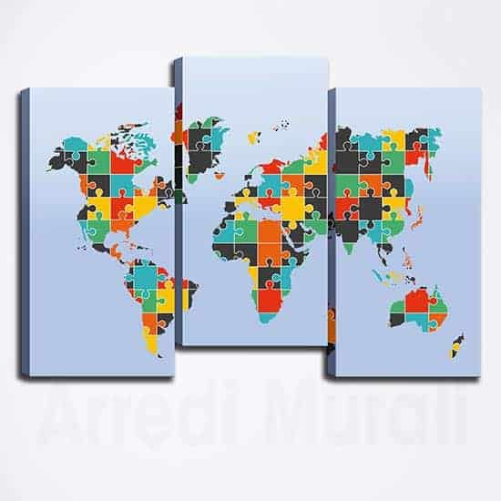 Quadri moderni planisfero ufficio, stampe su tela da parete