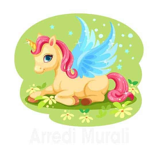 Unicorno per bambini adesivo e colorato