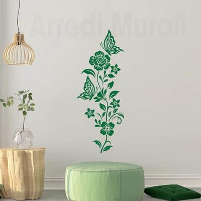 Adesivi murali fiori con farfalle decorazione adesiva da parete