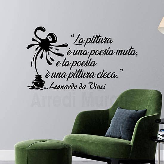 Adesivi murali frase Leonardo da Vinci nero