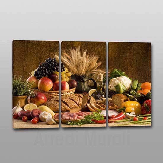 Quadri moderni cucina cibo 3 tele