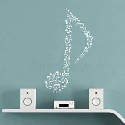 Adesivi da parete note musicali, decorazioni adesive murali