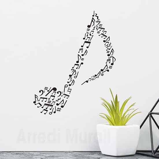 Adesivi da parete note musicali, decorazioni murali