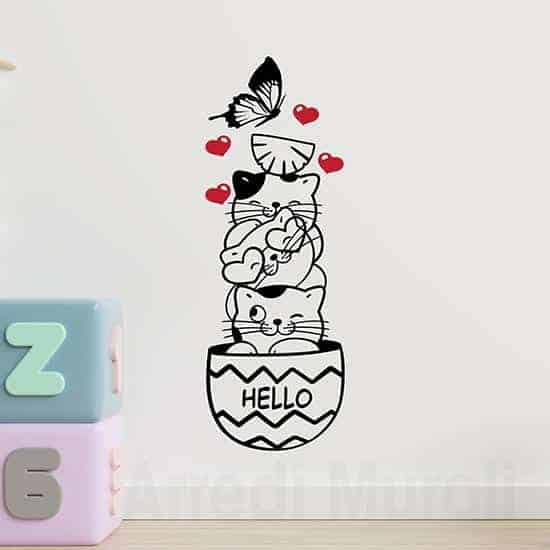 Adesivi murali gattini simpatici, disegni per decorare