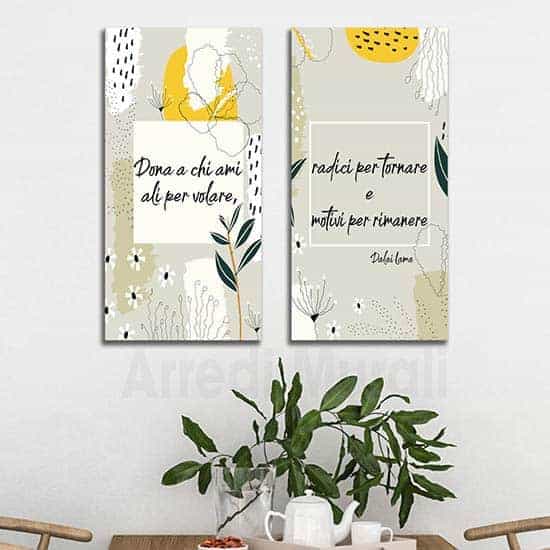 Quadri astratti con citazione Dalai Lama