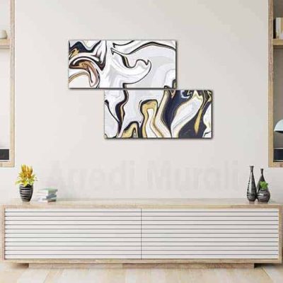 Quadri astratti due stampe moderne su tela, decorazioni per pareti