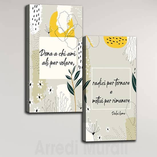 Quadri astratti con citazione Dalai Lama, arredi da parete moderni