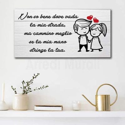 Quadro con frase d'amore stampata su tela, decorazione da parete