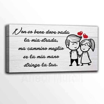 Quadro con frase d'amore stampata su tela