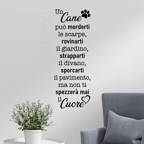 Frase adesiva da parete sul cane