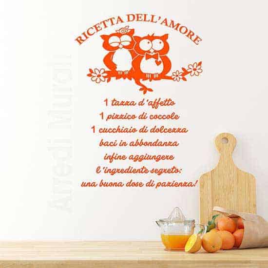 Adesivi da parete ricetta dell'amore