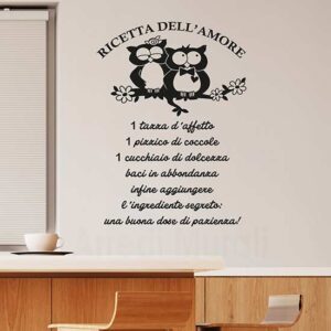 Adesivi da parete ricetta dell'amore, decorazione murale