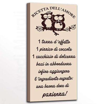 Quadro moderno ricetta dell'amore