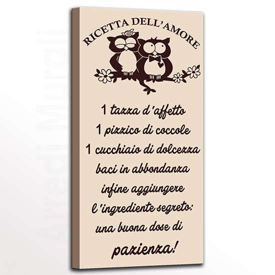 Quadro moderno ricetta dell'amore