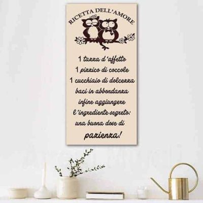 Quadro moderno ricetta dell'amore, decorazione da parete