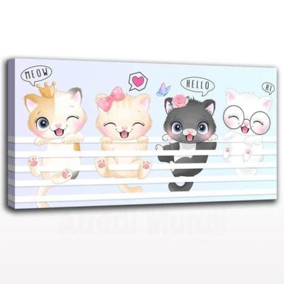 Quadro per cameretta con quattro gattini